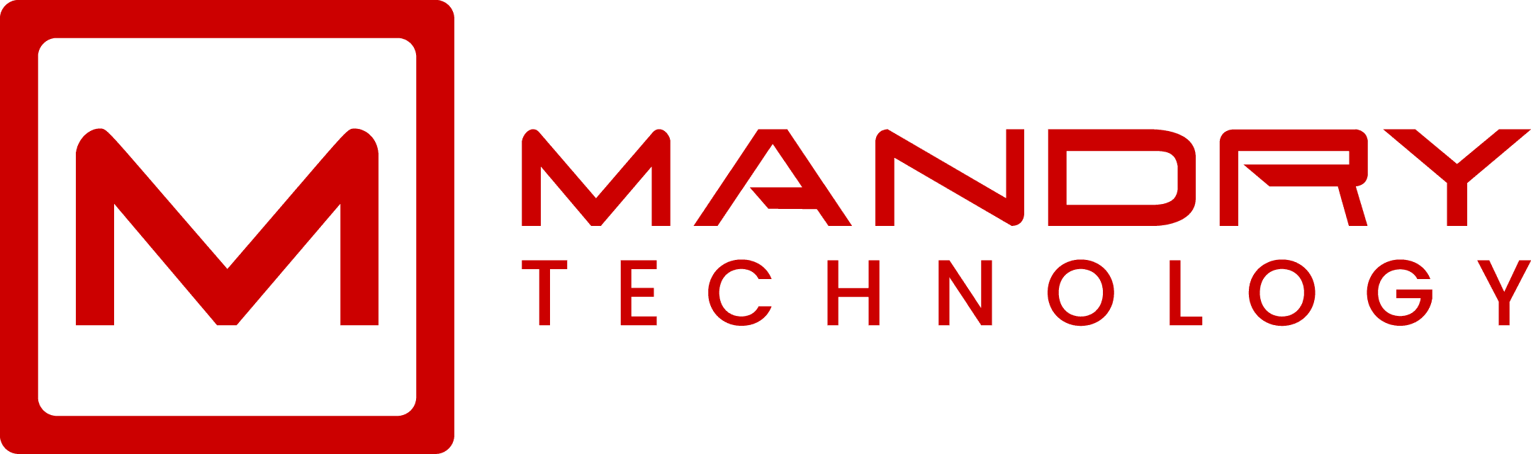 Logo of Mandry Technology featuring a large red square with a white M inside. To the right, the words MANDRY TECHNOLOGY appear in bold red letters.